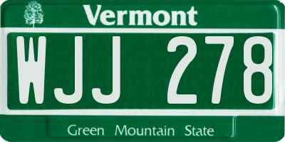 VT license plate WJJ278