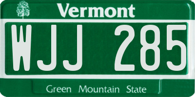 VT license plate WJJ285