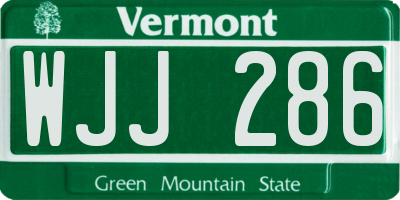 VT license plate WJJ286