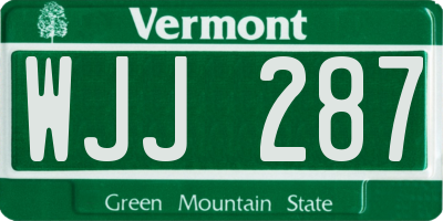 VT license plate WJJ287