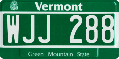VT license plate WJJ288