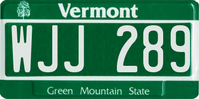 VT license plate WJJ289