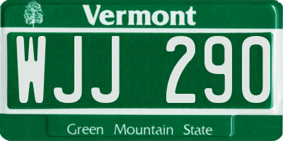 VT license plate WJJ290