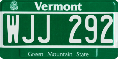 VT license plate WJJ292
