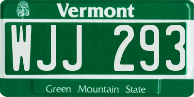 VT license plate WJJ293