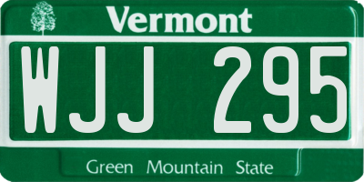 VT license plate WJJ295