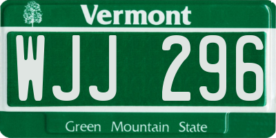 VT license plate WJJ296
