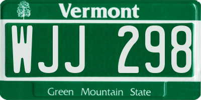 VT license plate WJJ298
