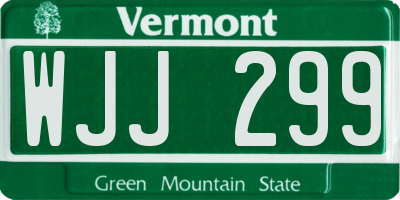 VT license plate WJJ299