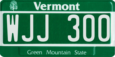 VT license plate WJJ300