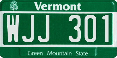VT license plate WJJ301