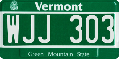 VT license plate WJJ303