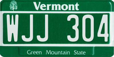 VT license plate WJJ304