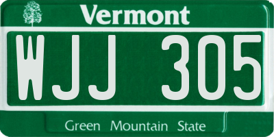 VT license plate WJJ305