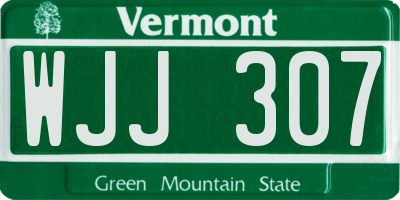 VT license plate WJJ307