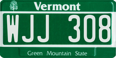 VT license plate WJJ308