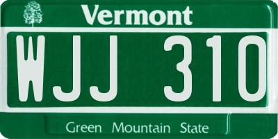 VT license plate WJJ310