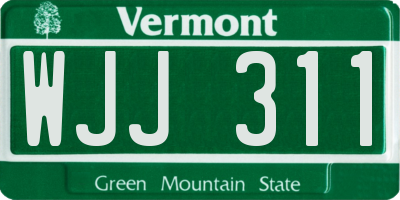 VT license plate WJJ311