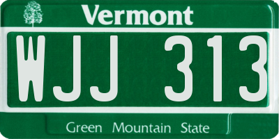 VT license plate WJJ313