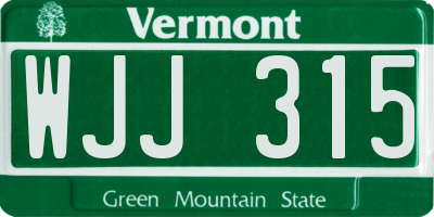 VT license plate WJJ315