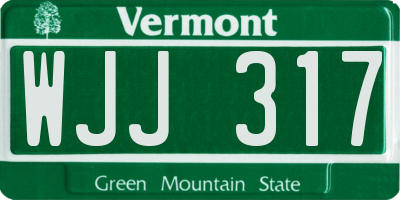 VT license plate WJJ317