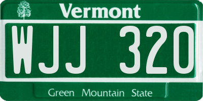 VT license plate WJJ320