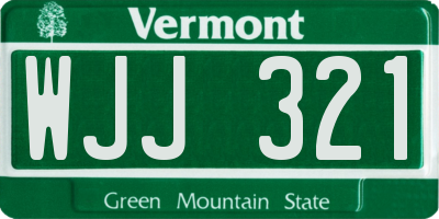 VT license plate WJJ321