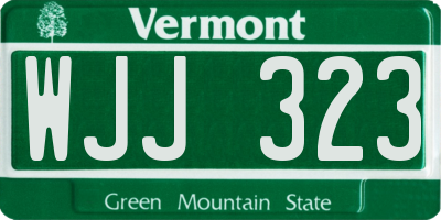 VT license plate WJJ323