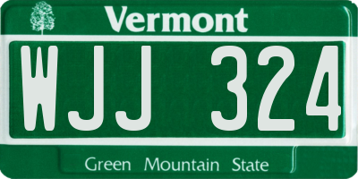VT license plate WJJ324