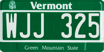 VT license plate WJJ325