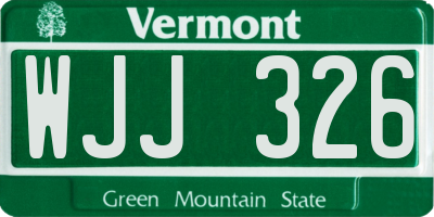 VT license plate WJJ326