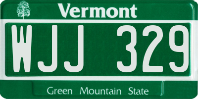 VT license plate WJJ329