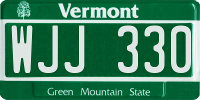 VT license plate WJJ330