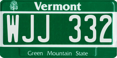 VT license plate WJJ332