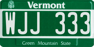VT license plate WJJ333