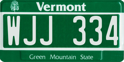 VT license plate WJJ334