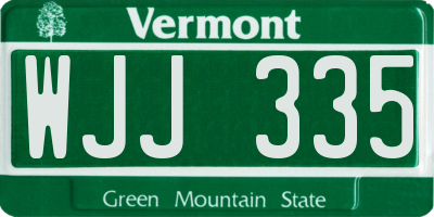 VT license plate WJJ335