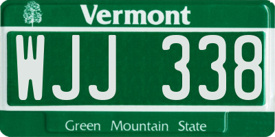 VT license plate WJJ338