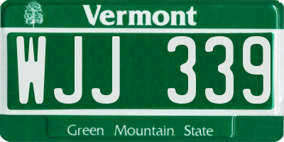 VT license plate WJJ339