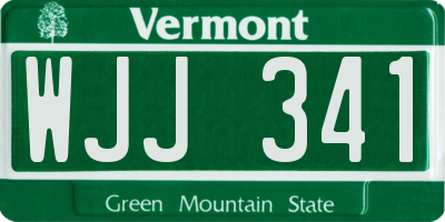 VT license plate WJJ341
