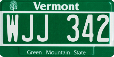 VT license plate WJJ342