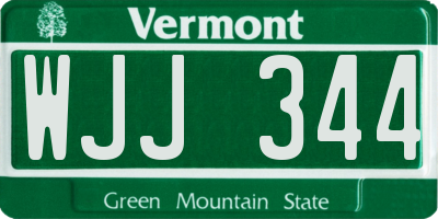 VT license plate WJJ344