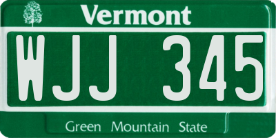 VT license plate WJJ345