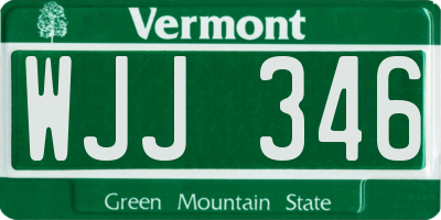 VT license plate WJJ346