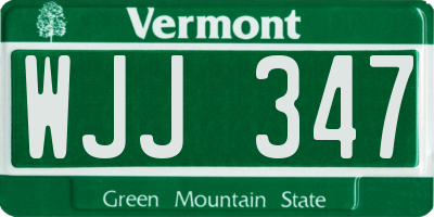 VT license plate WJJ347