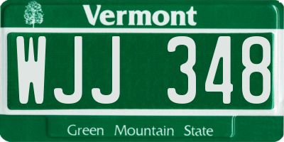 VT license plate WJJ348