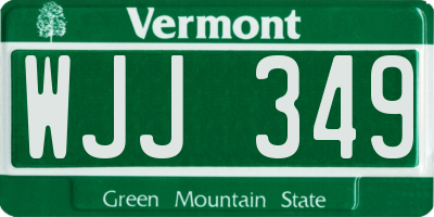 VT license plate WJJ349