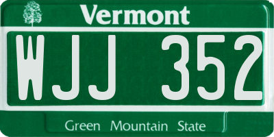 VT license plate WJJ352