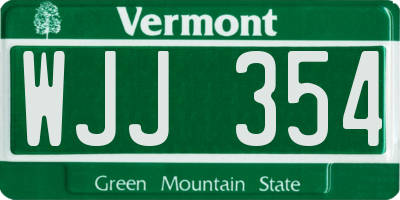 VT license plate WJJ354