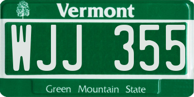 VT license plate WJJ355